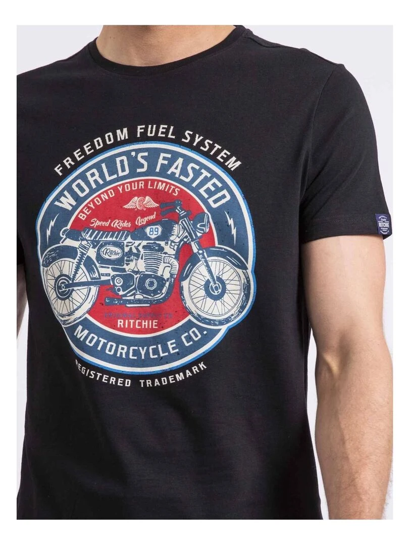 T shirt col rond NOUCAS   Noir