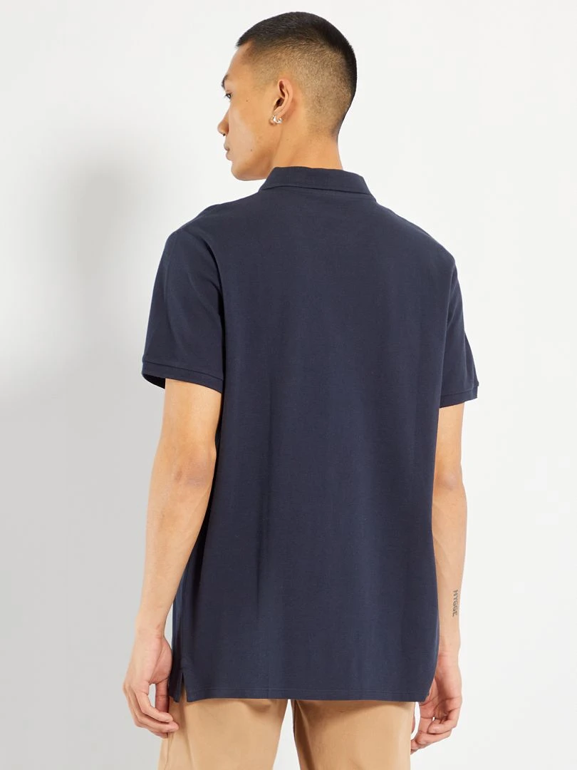 Polo en piqué de coton   bleu marine