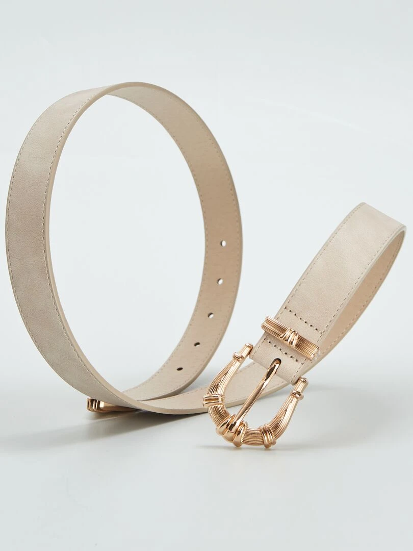 Ceinture fine à boucle fantaisie Crème