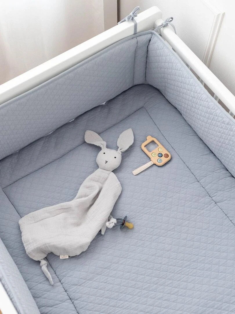 Bemini Tour de lit et parc Pady quilted jersey Bleu gris