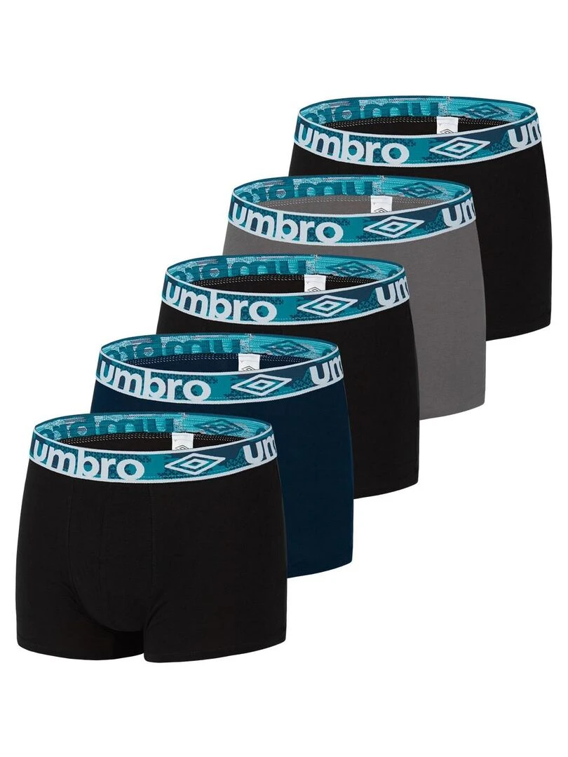 Lot de 5 Boxers coton homme uni Umbro Noir
