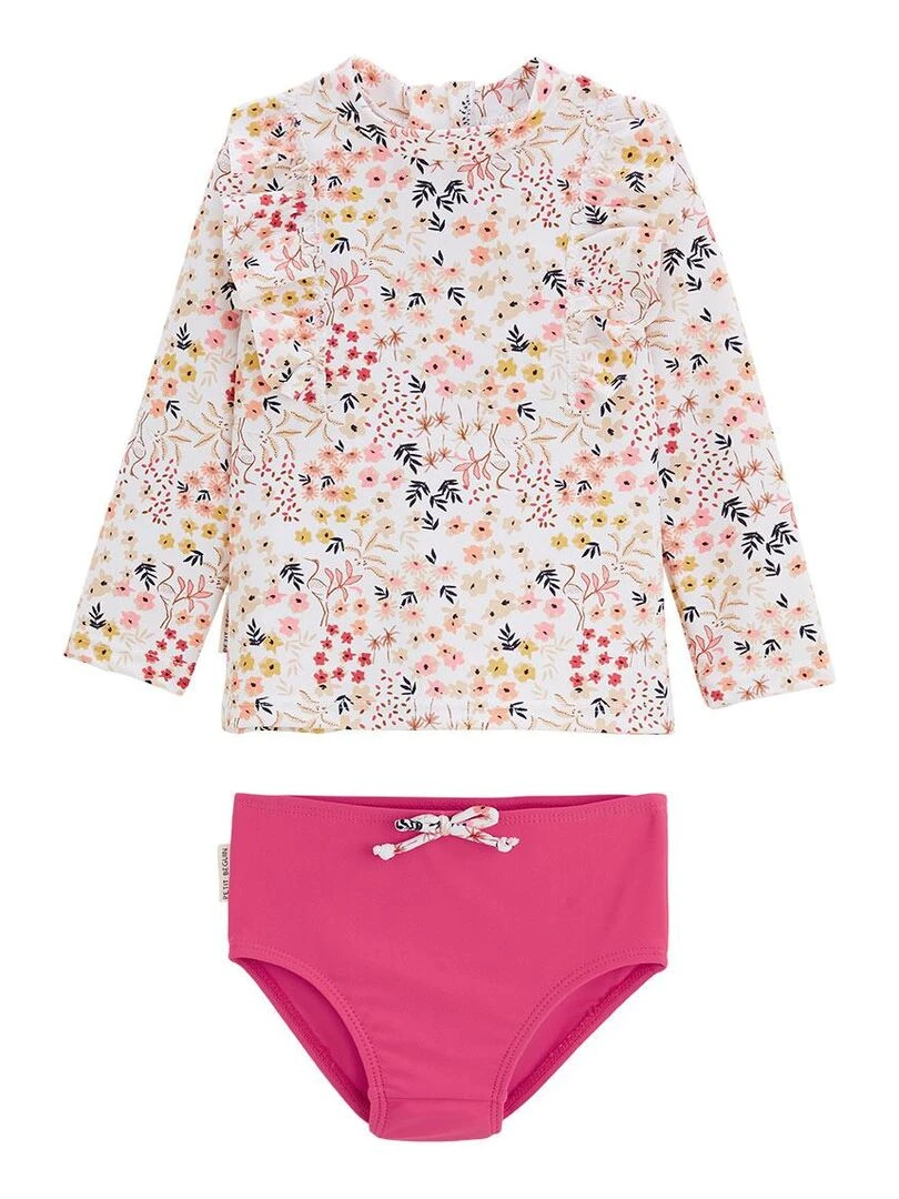Maillot de bain enfant 2 pièces t shirt de protection UV & culotte Riviera Rose