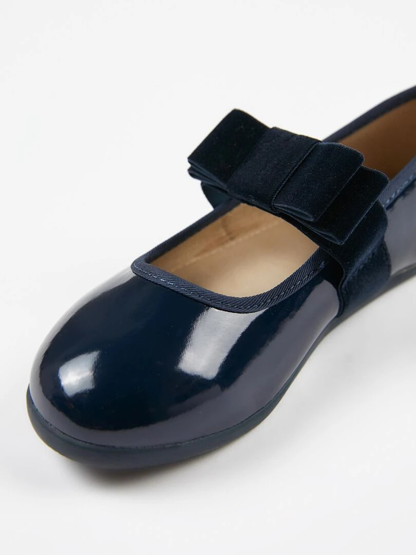 Ballerines en Verni avec Noeud en Velours Fille  ALPINE LUXURY   Bleu foncé