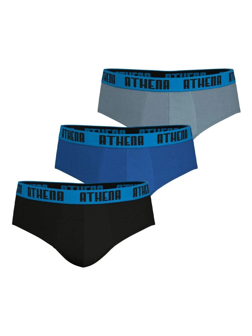Lot de 3 slips homme Ecopack Noir Bleu Gris