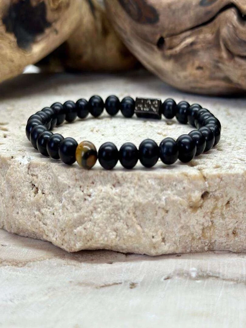 Bracelet en obsidienne 6mm Noir