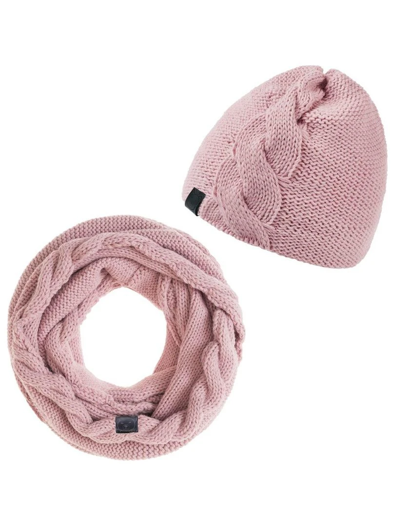 Ensemble Snood Bonnet Moyna Made in UE Rose