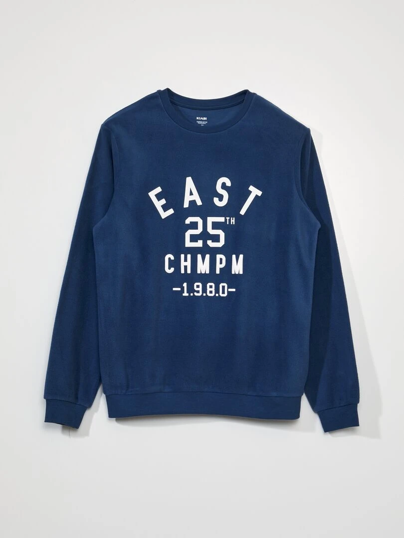 Pyjama long polaire   2 pièces   Bleu