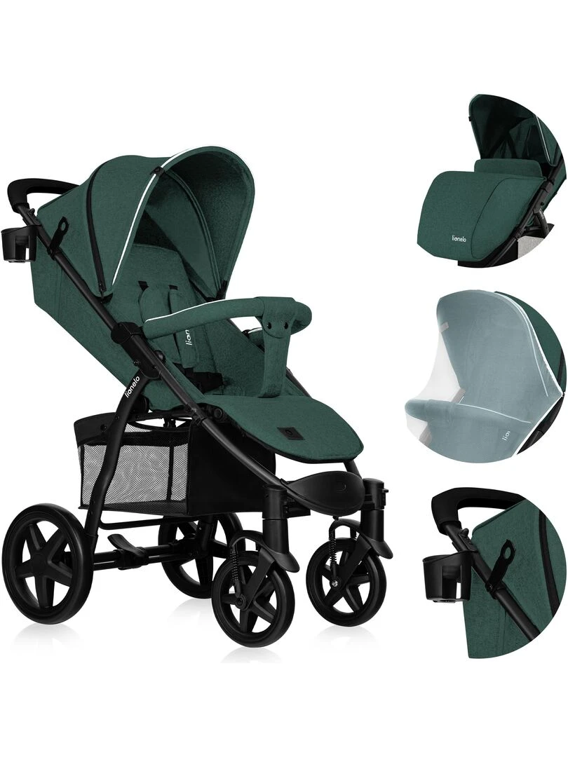 LIONELO Annet Plus Poussette canne universelle Jusqu'à 22 kg Vert Noir Vert Noir