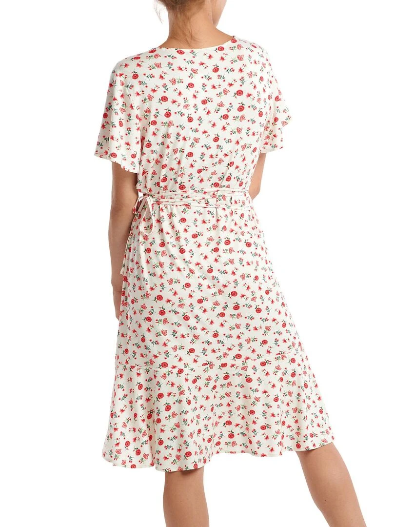 Robe estivale manches courtes Java Ecru