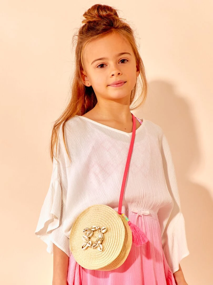 Sac rond à coquillages Beige