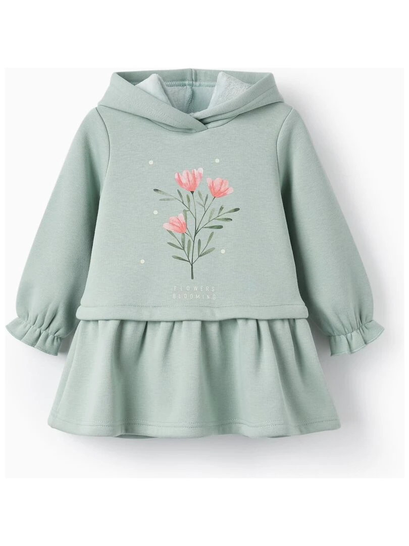 Robe à capuche à manches longues pour bébé fille 'Flowers' manches longues SWEET FROSTY DREAMS Vert clair