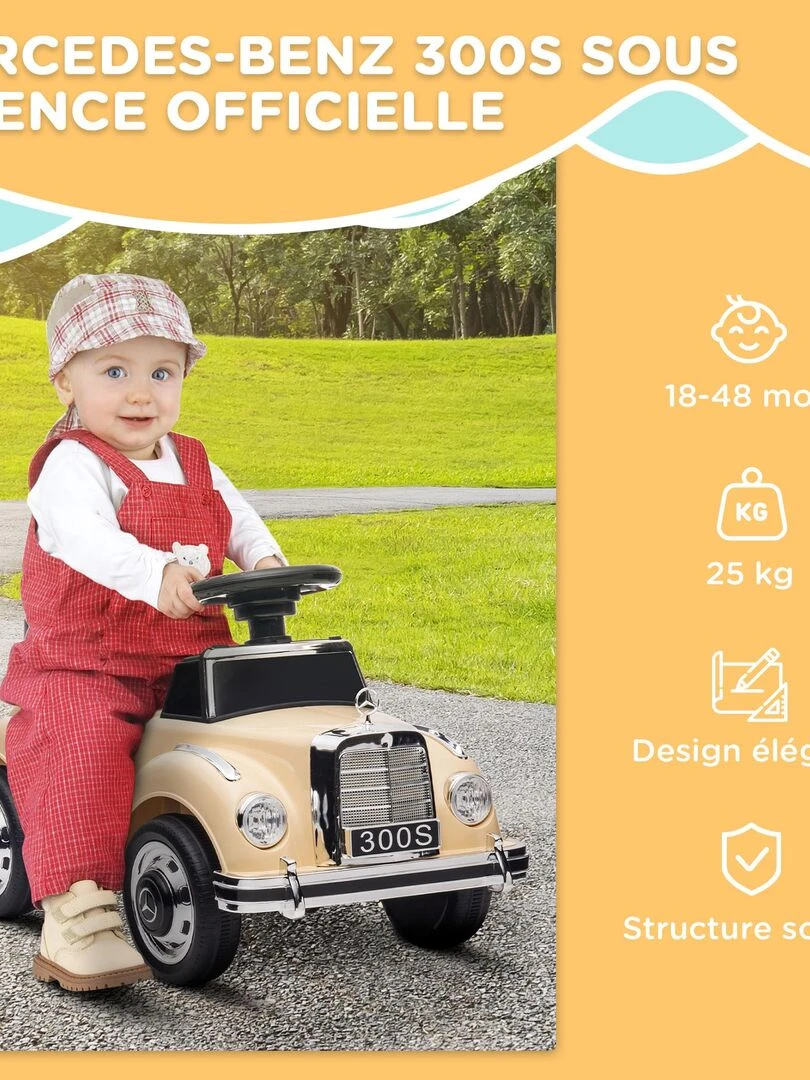 Porteur enfant voiture licence Mercedes Benz 300S coffre butée arrière   Noir