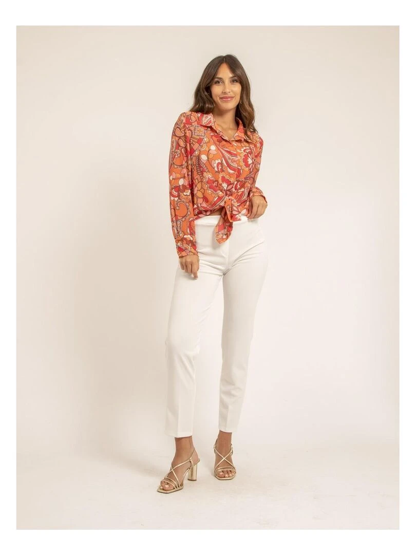 Chemise voile motifs ONICHI   Orange