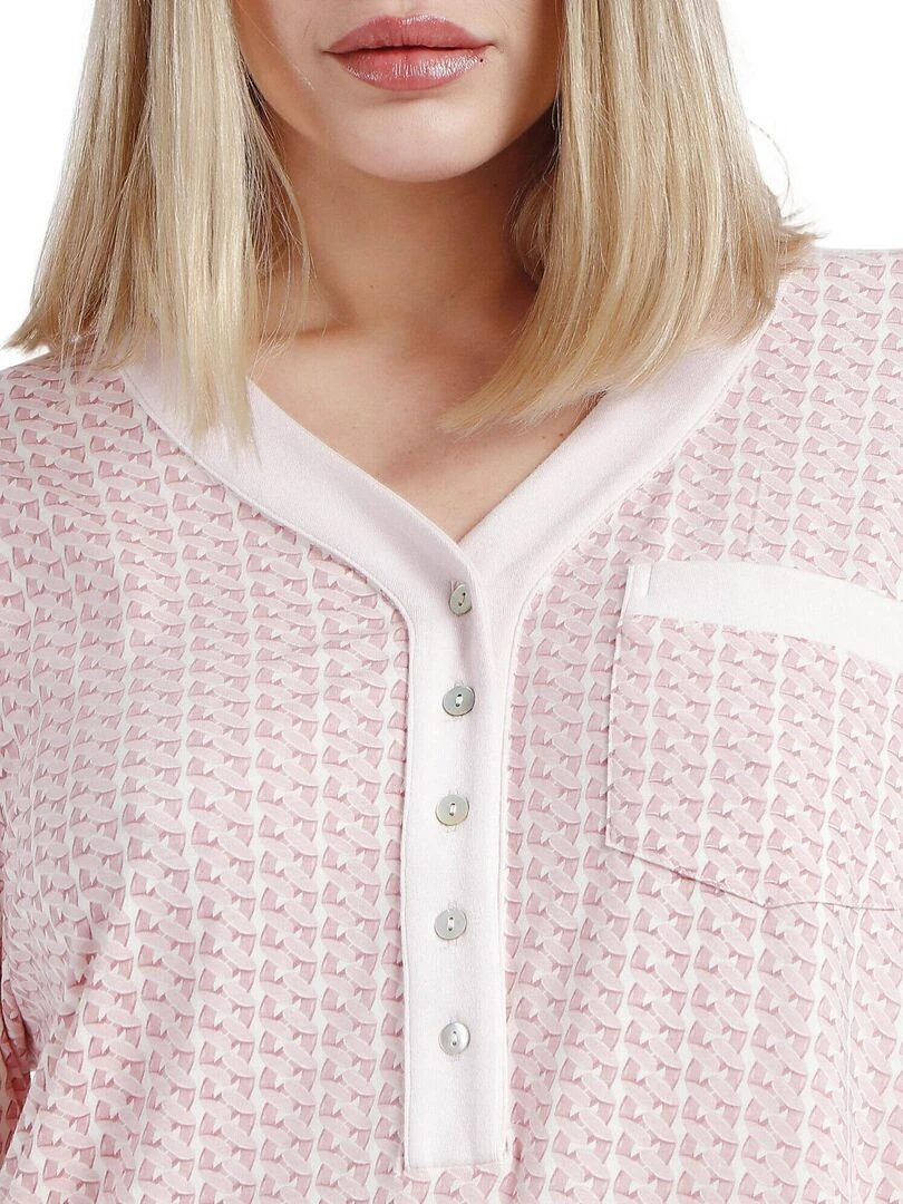 Chemise de nuit manches longues Rose Chains   Rose