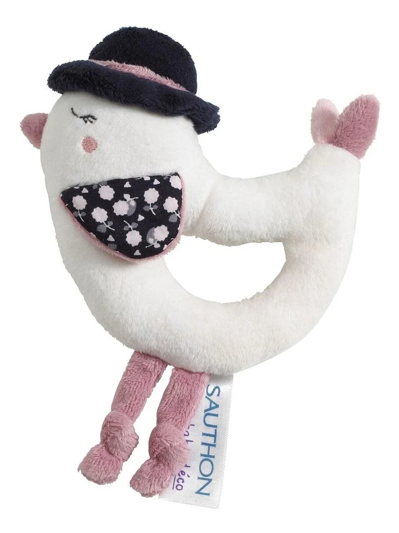 Hochet Oiseau en velours blanc SAUTHON Blanc
