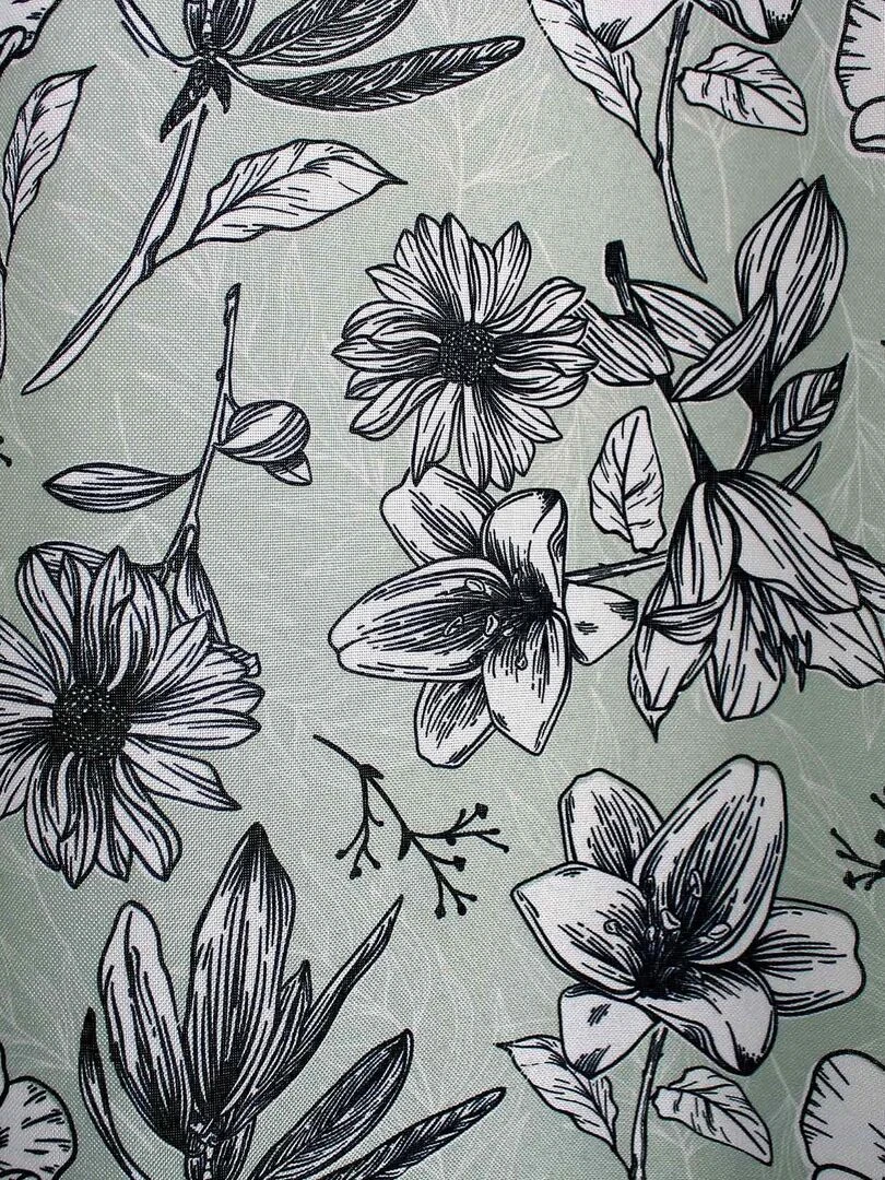 Rideau d'ameublement fleuri   Vert d'eau