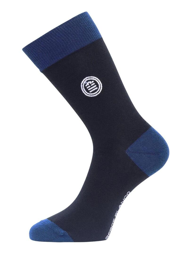 Lot de 9 paires de chaussettes de ville fantaisies en coton peigné Serge Blanco   Noir