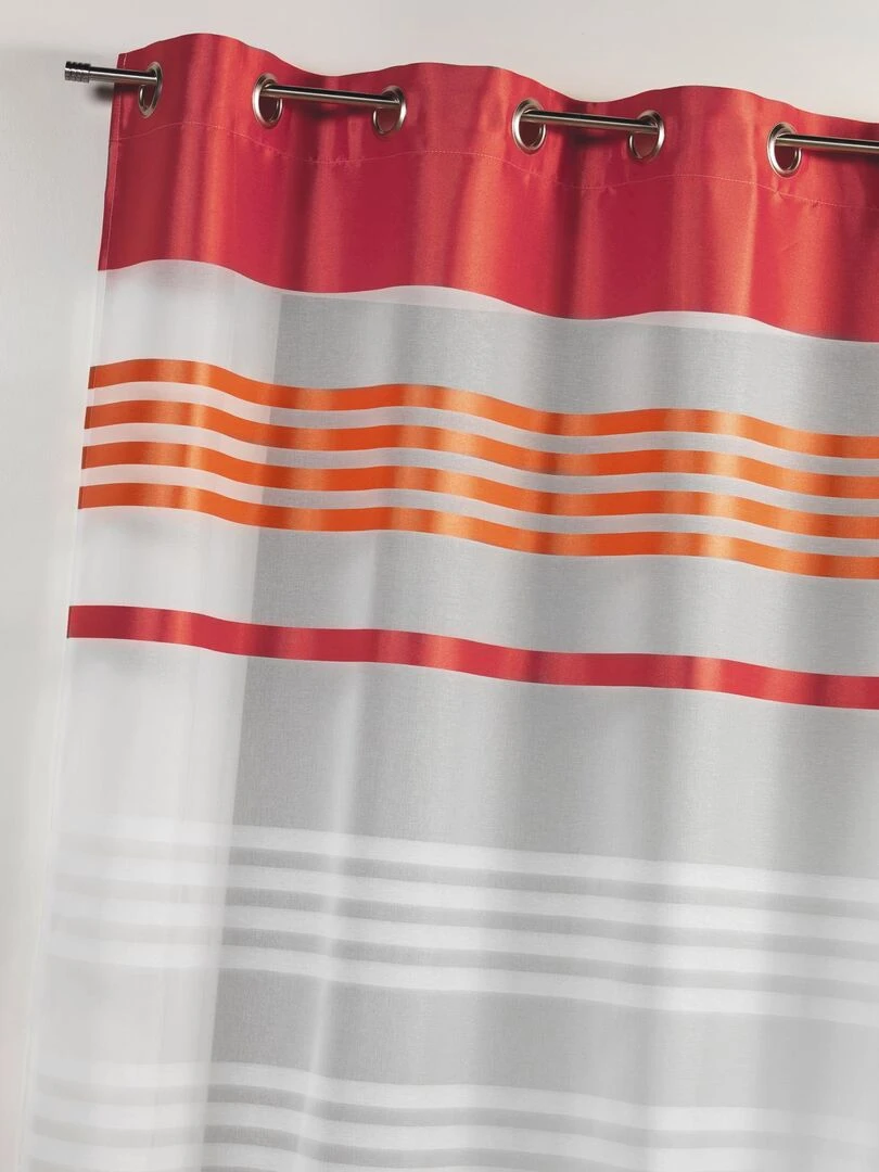 Voilage en étamine légère avec rayures horizontales Orange corail