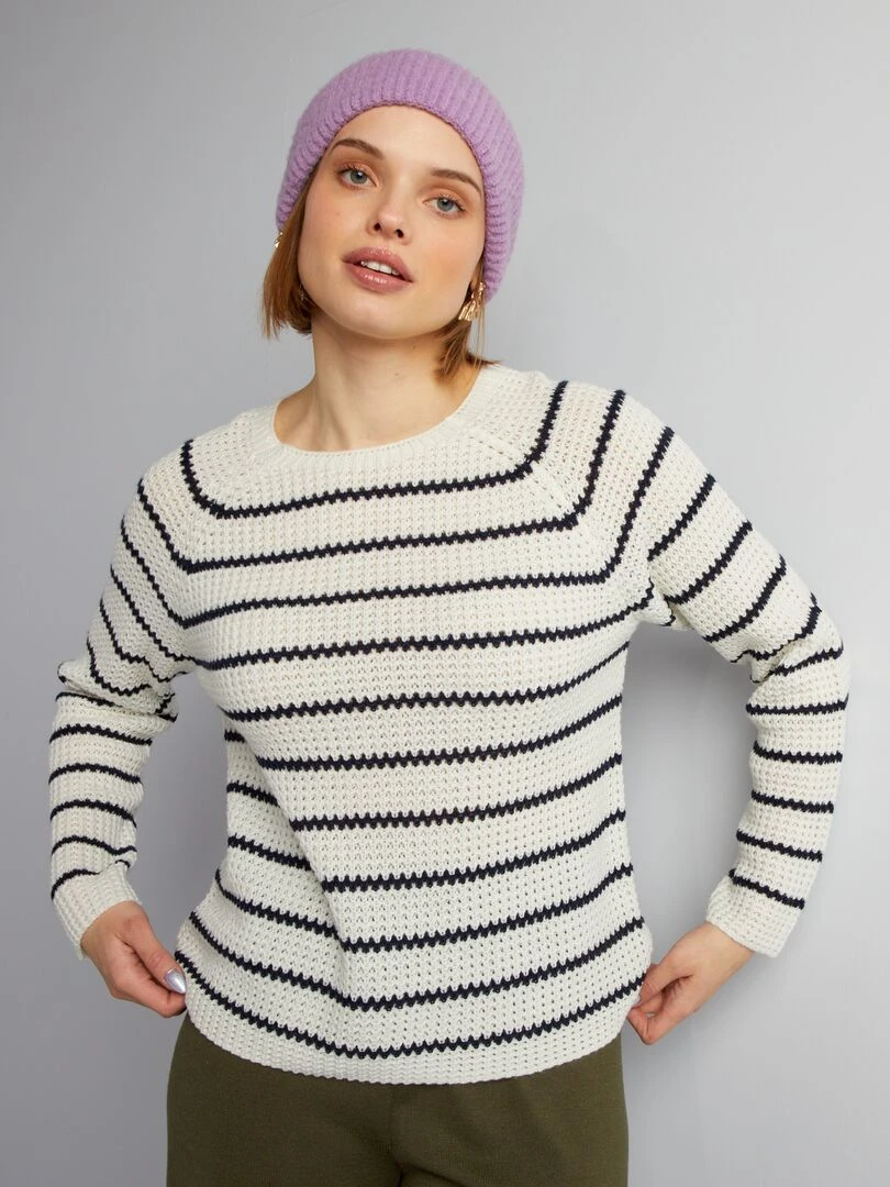 Pull 'JDY'   Blanc/marine