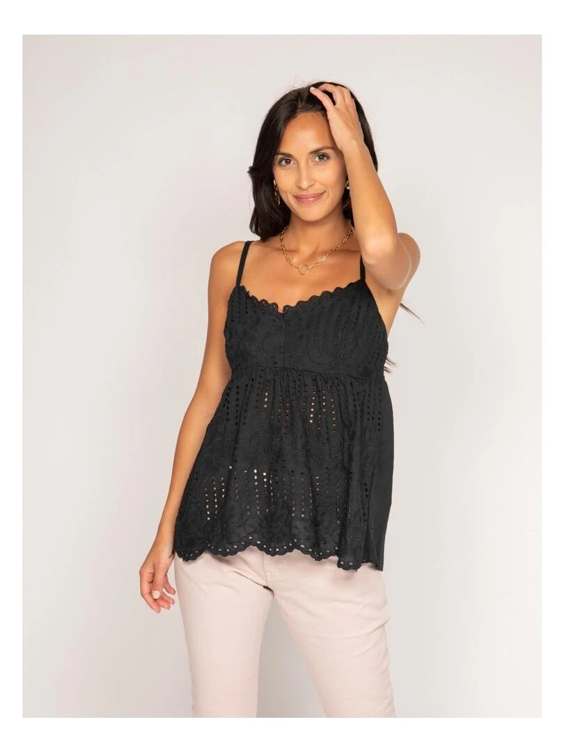 Top broderies anglaises FEVE Noir