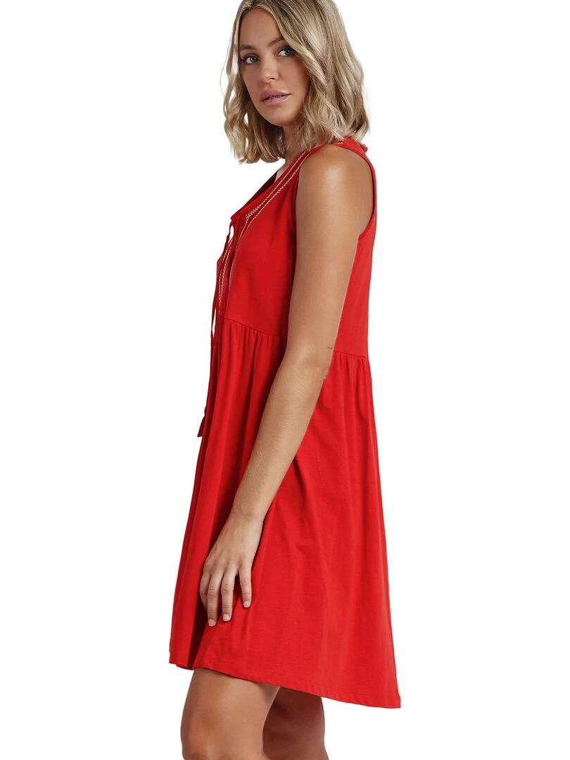 Robe estivale White Paisley   Rouge
