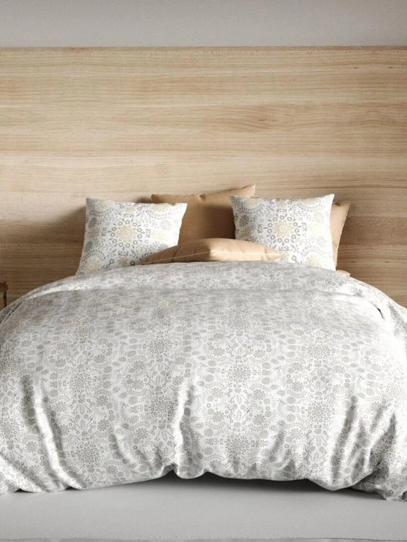 Housse de couette Vishka cèdre + taie(s) 100% coton 57 fils Blanc