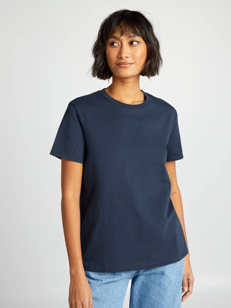 T shirt uni en jersey   bleu marine