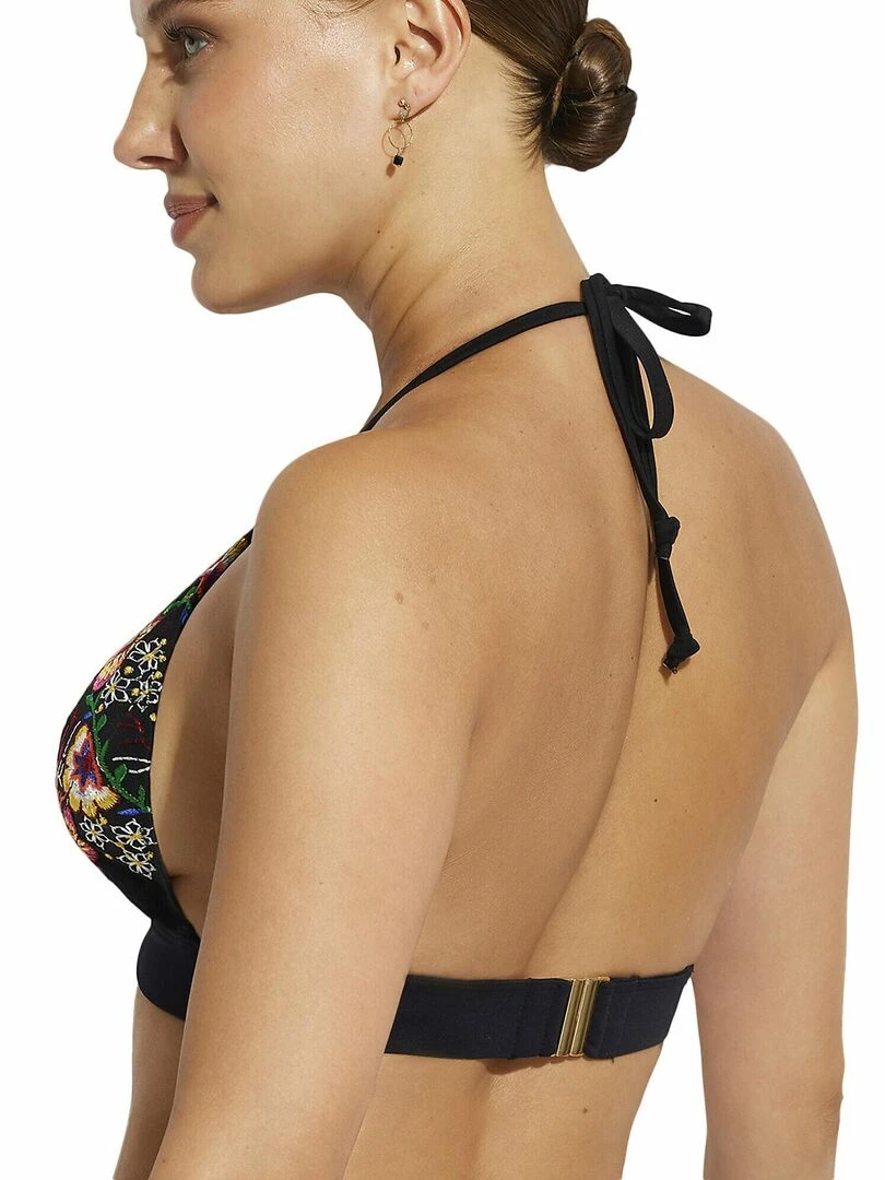 Haut maillot de bain triangle préformé dos nu Julieta Noir