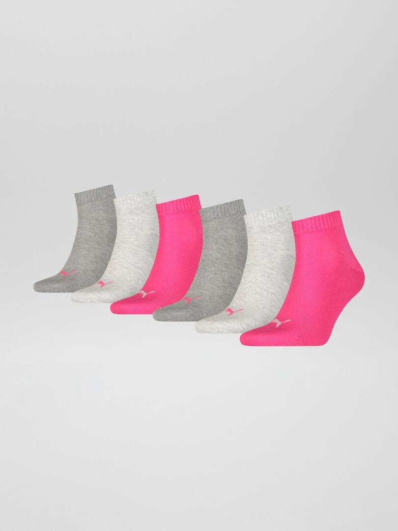Lot de 6 paires de chaussettes unisex 'Puma' Gris/rose
