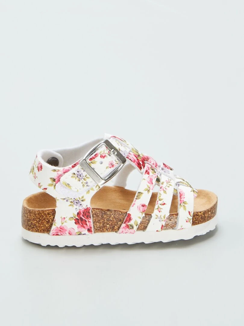 Sandales avec boucles fantaisies Blanc/rose