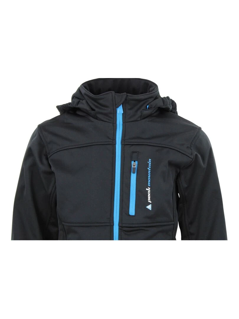 Blouson softshell garçon ECANNE   PEAK MOUNTAIN   Noir Bleu