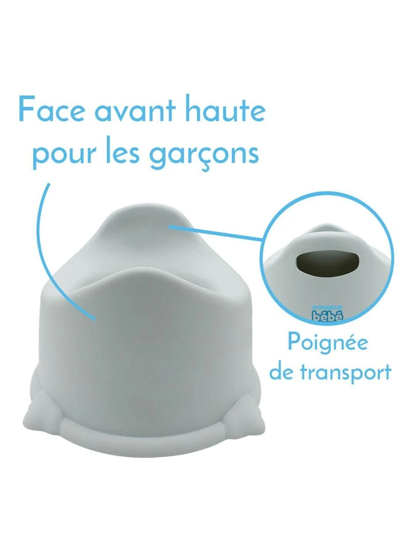 Lot de 4 pots de toilette pour bébé avec couvercle et poignée de transport   Monsieur Bébé   Bleu