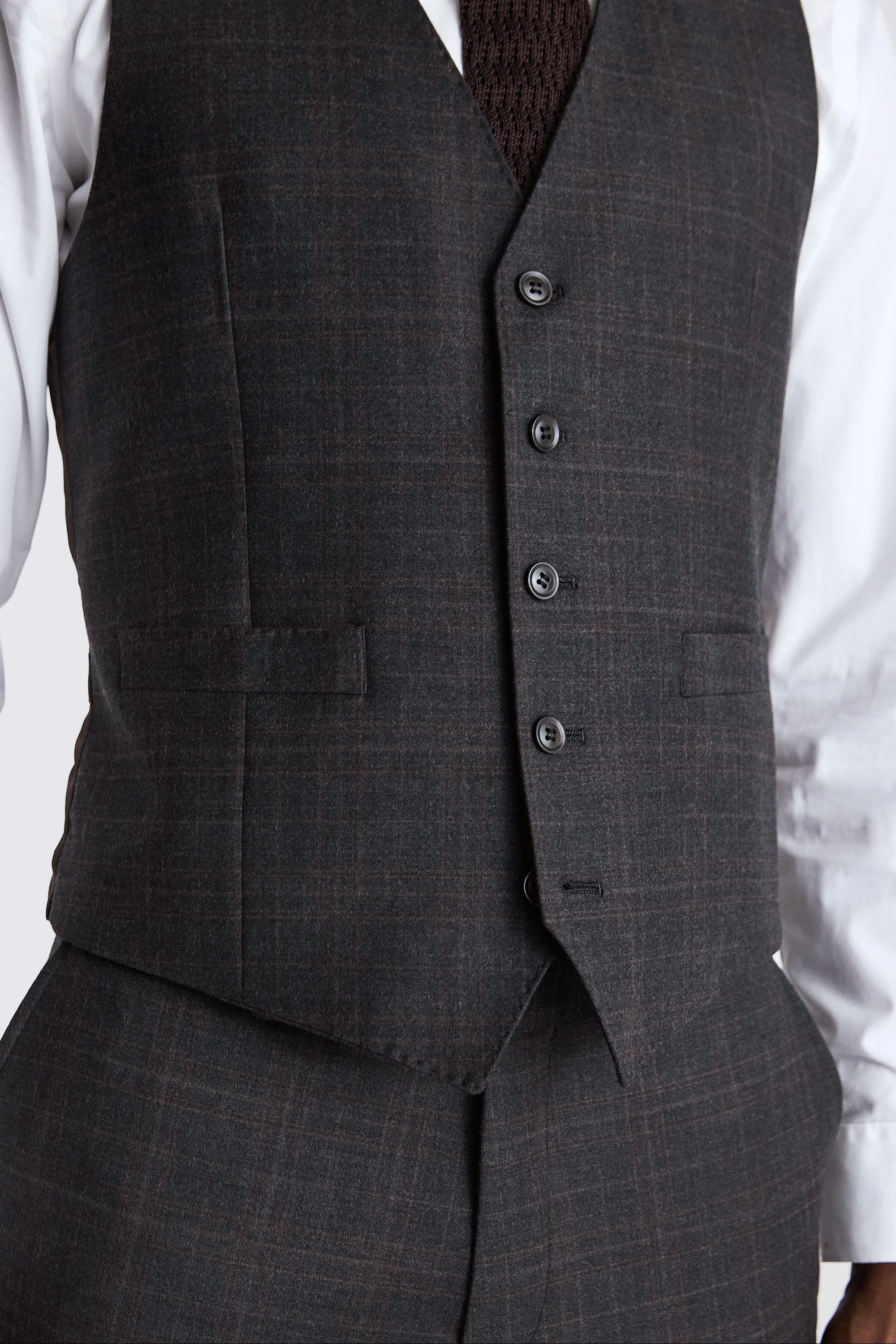 Tailored Fit Grey Check Performance Waistcoat   Buy Online at Moss