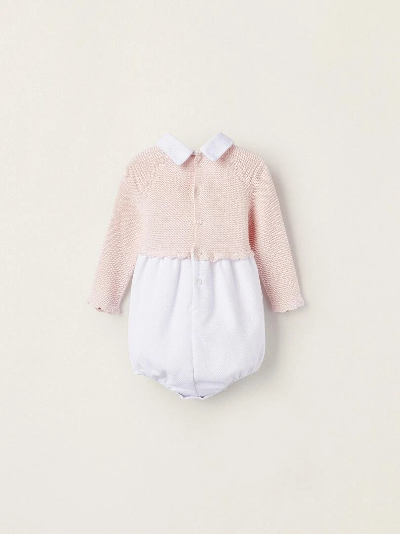 Body à manches longues combiné pour nouveau né manches longues ATLANTIC COMPANY Rose clair