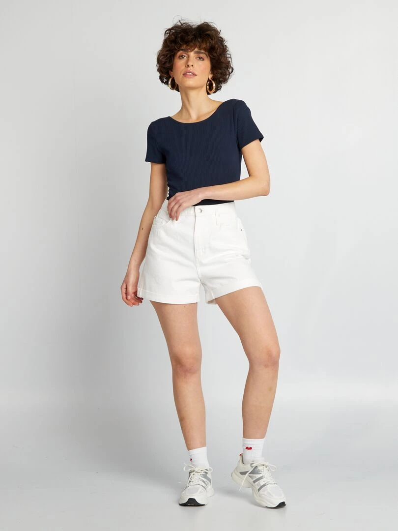 Short en jean Blanc