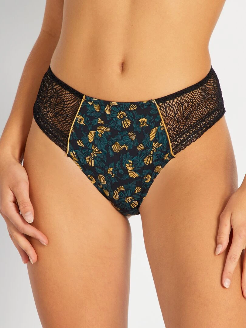 Shorty imprimé 'Envie de Lingerie' Noir imprimé