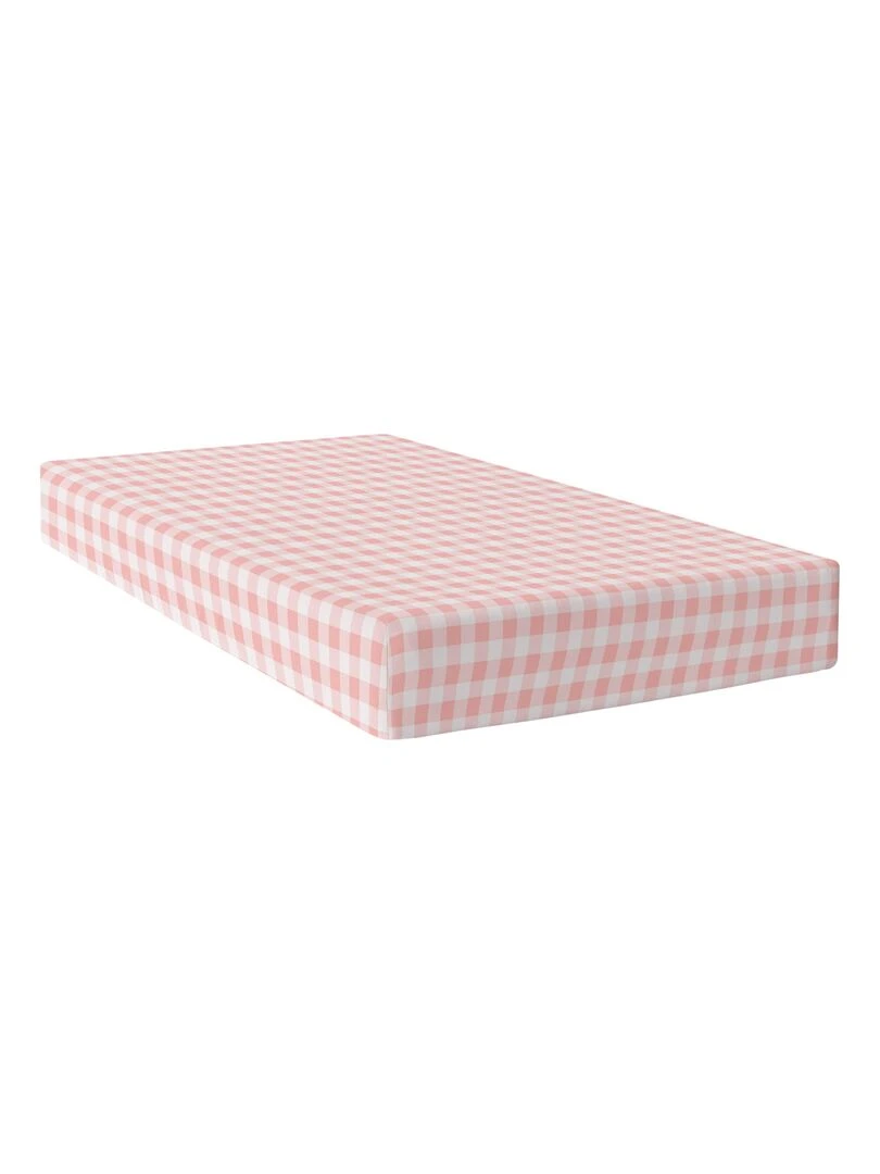 Drap housse Vichy "Happyfriday" Rose