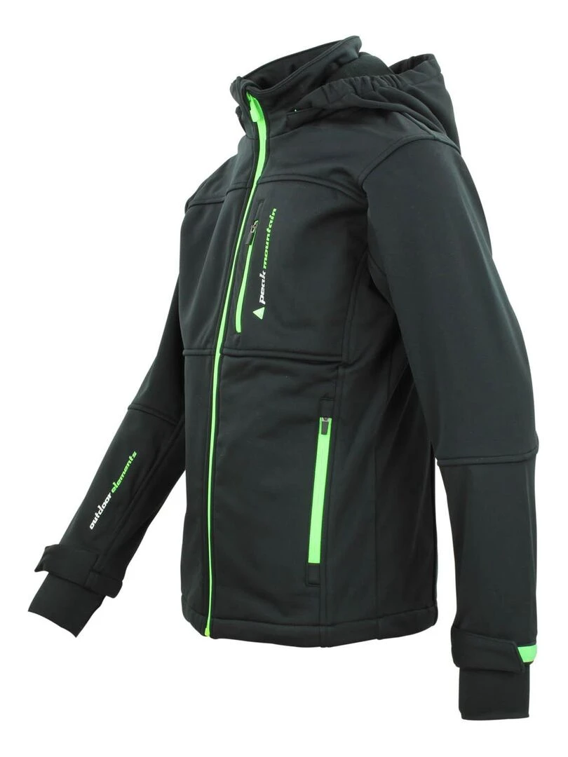 Blouson softshell garçon ECANNE   PEAK MOUNTAIN   Noir Vert