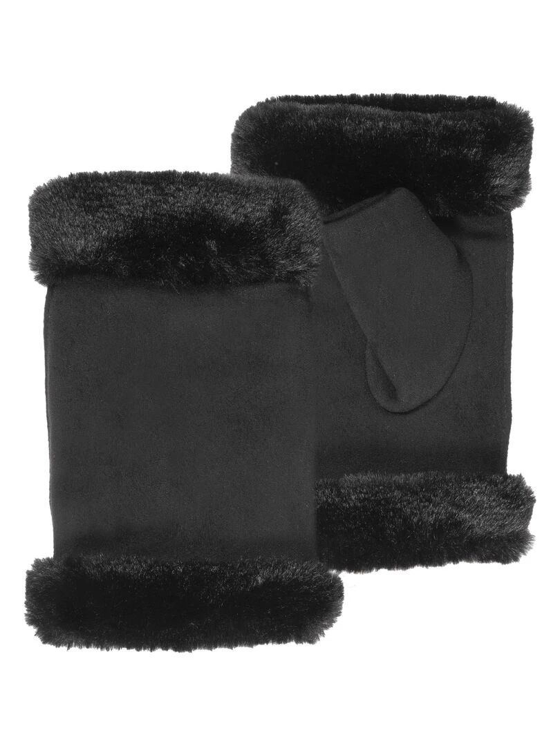 Mitaines fille 10/12 ans bord fourrure Noir Noir