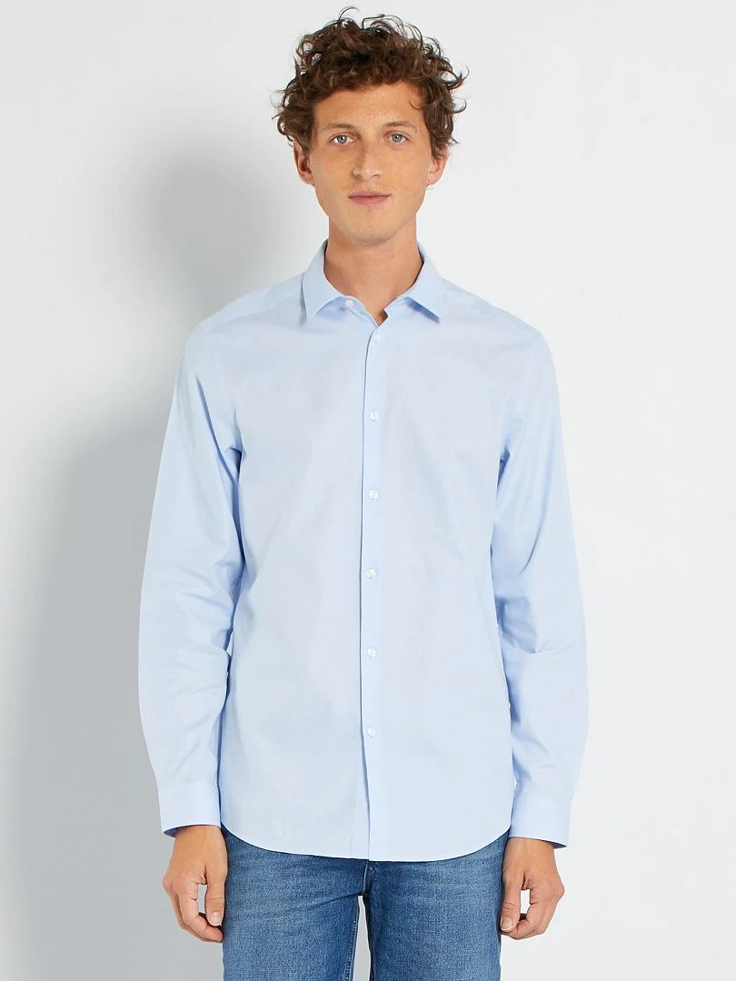 Chemise droite unie bleu ciel