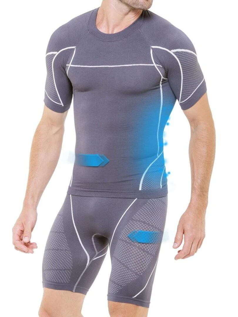 Ensemble t shirt et cycliste de compression Cellutex Gris clair