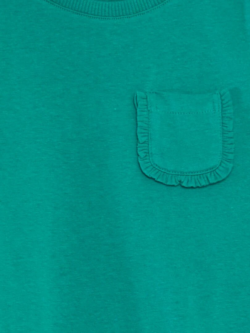 T shirt uni avec poche Vert