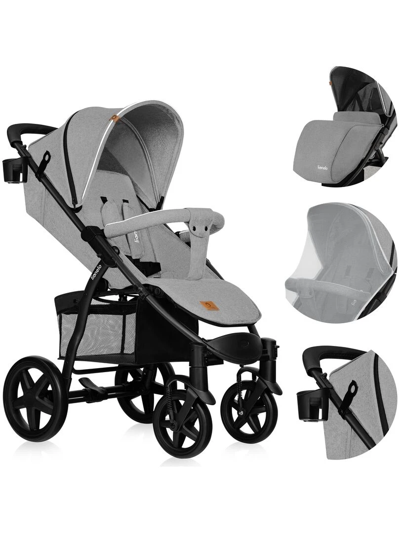 LIONELO Annet Plus Poussette canne universelle Jusqu'à 22 kg Gris Gris