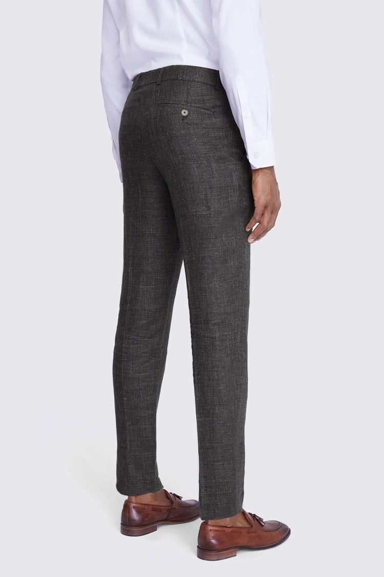 Tailored Fit Khaki Linen Trousers Buy Online at Moss