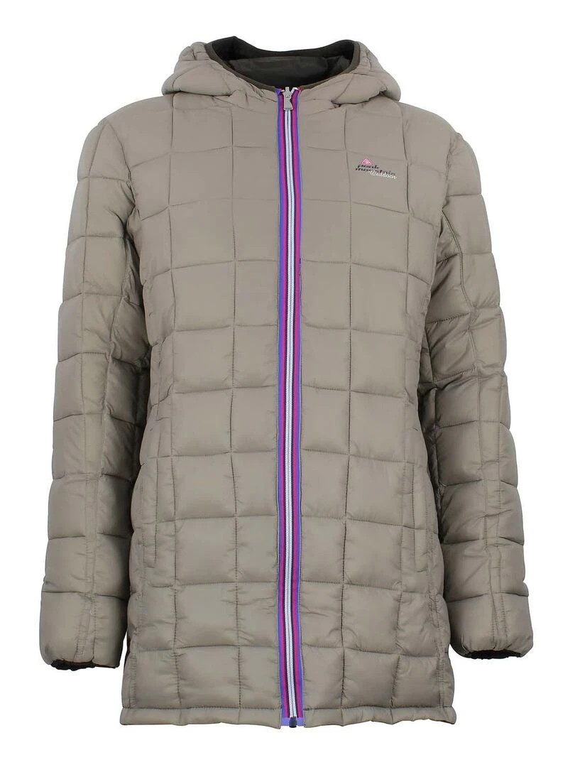 Doudoune longue réversible de ski femme AWILL PEAK MOUNTAIN Marron