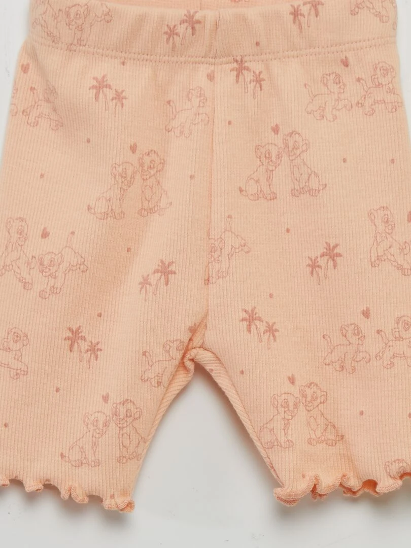 Ensemble 'Disney' body côtelé + Legging court   Blanc