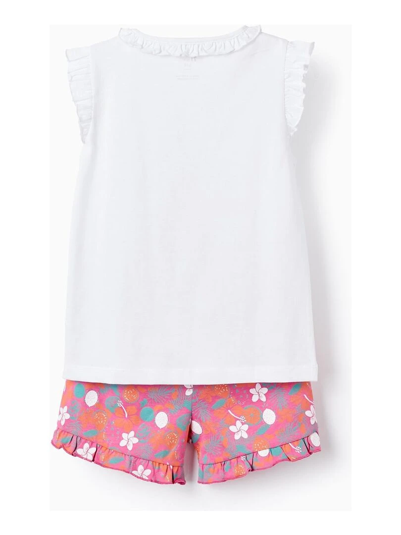 Pyjama en coton à volants pour fille 'Hawaiian' manches courtes FIJI ISLANDS Blanc