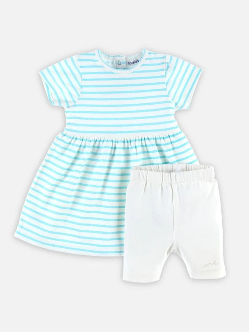 Set robe et legging en coton BIO Noukie's Bleu