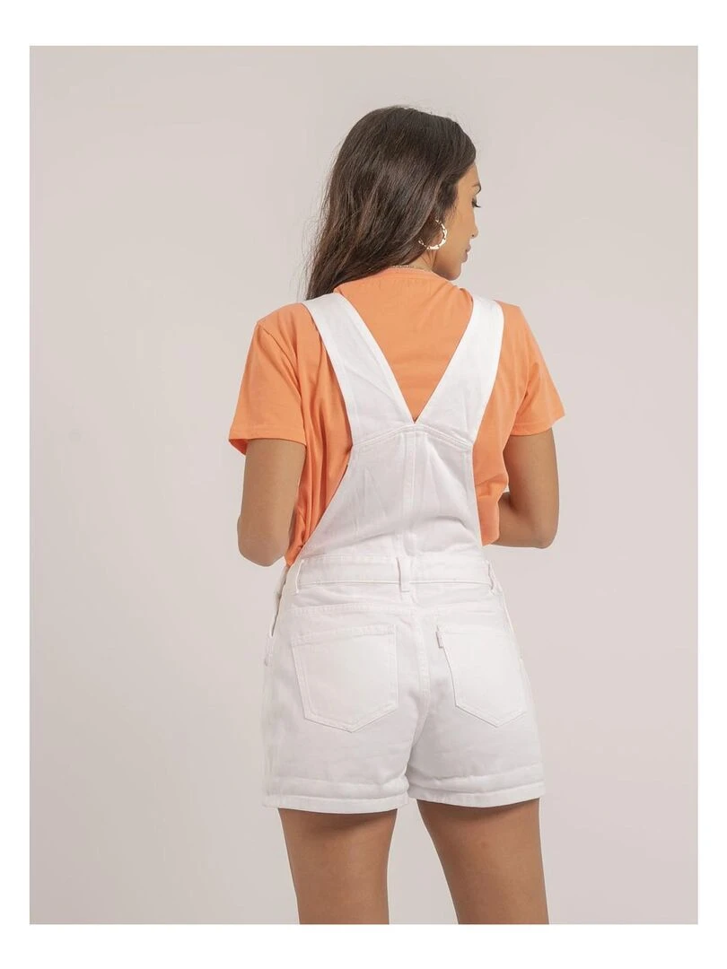 Salopette short en denim XORTA Blanc