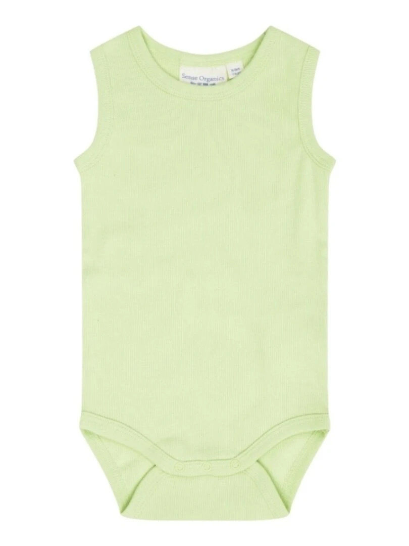 Body sans Manches en Coton Bio Vert Citron Vert